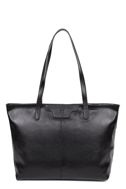 Shoulder tote bag - A4 - Leather - Noir