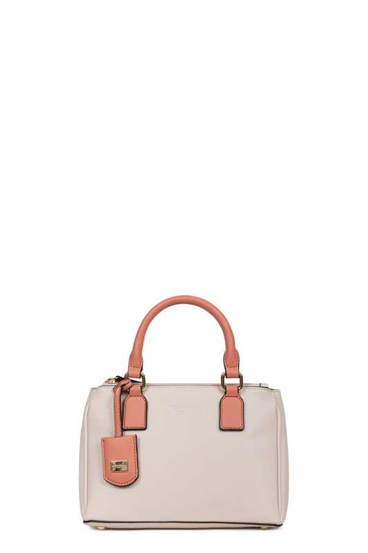 Handbag with 2 handles - Ivoire/rose