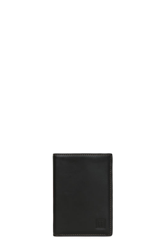 European wallet - 2 flaps - Leather - Noir