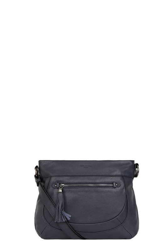 Crossbody bag - Leather - Bleu-nuit