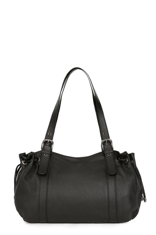 Shoulder bag with 2 handles - Leather - Noir