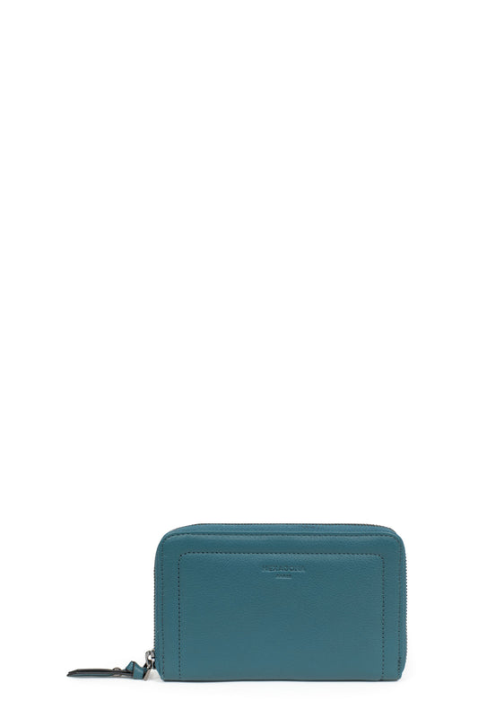 Wallet - Stop RFID - Leather - Bleu-pétrole