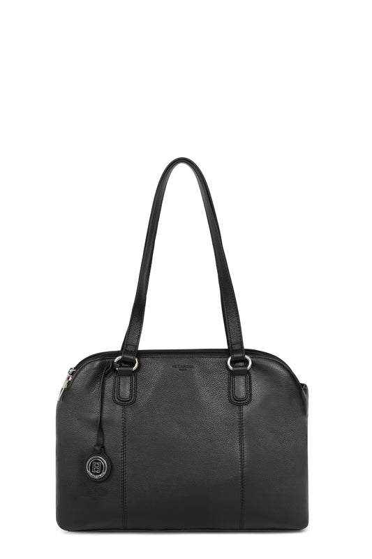 Shoulder bag with 2 handles - A4 - Leather - Noir