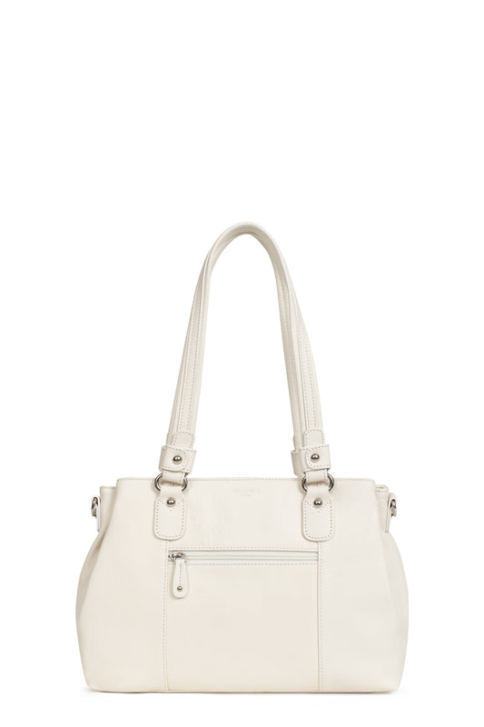 Shoulder bag with 2 handles - Leather - Blanc