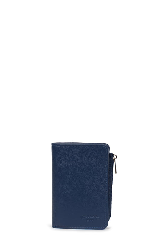 Wallet - 1 flap - RFID blocking - Leather - Bleu