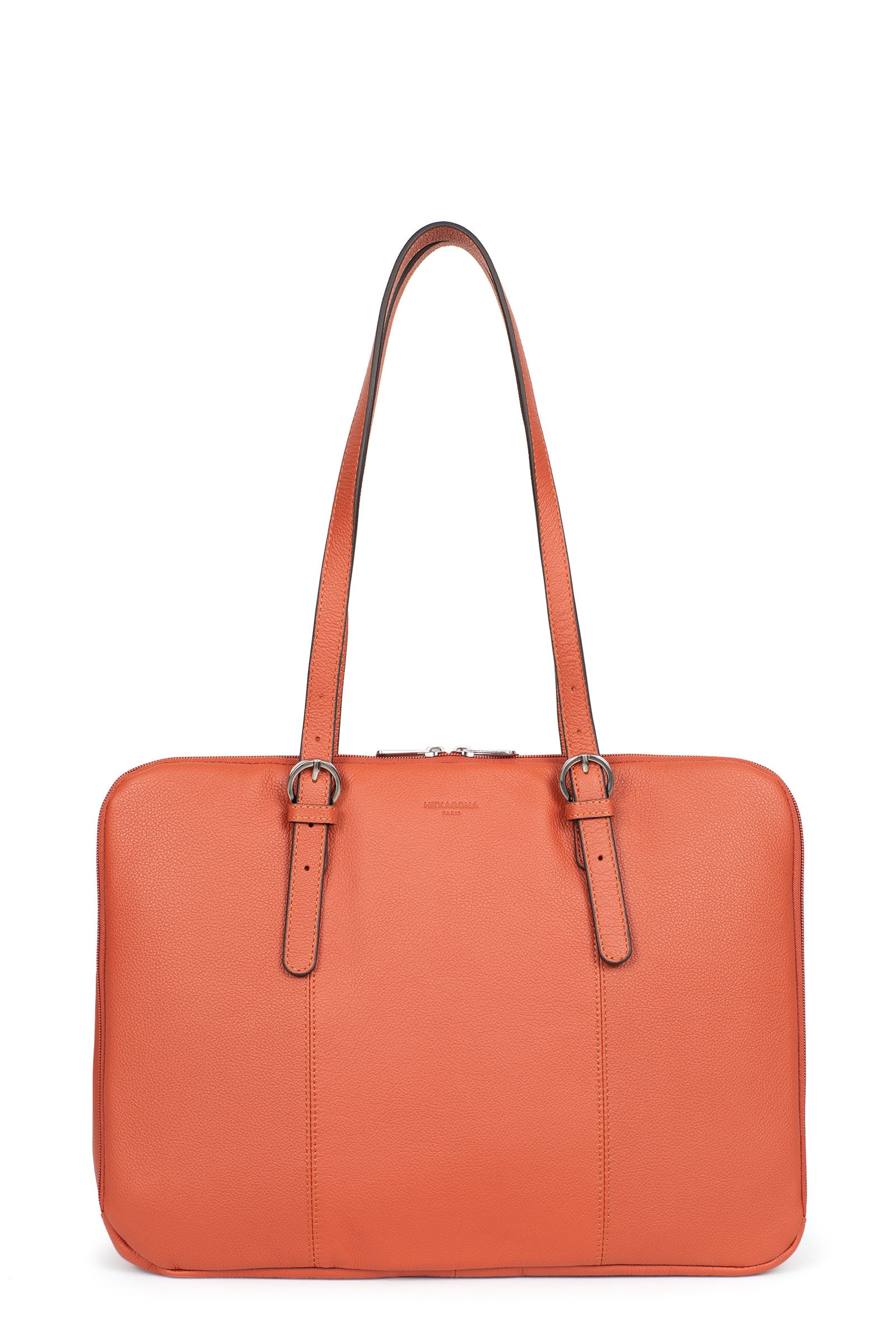 Sac porté épaule 2 anses - 15" & A4 - Cuir - Orange