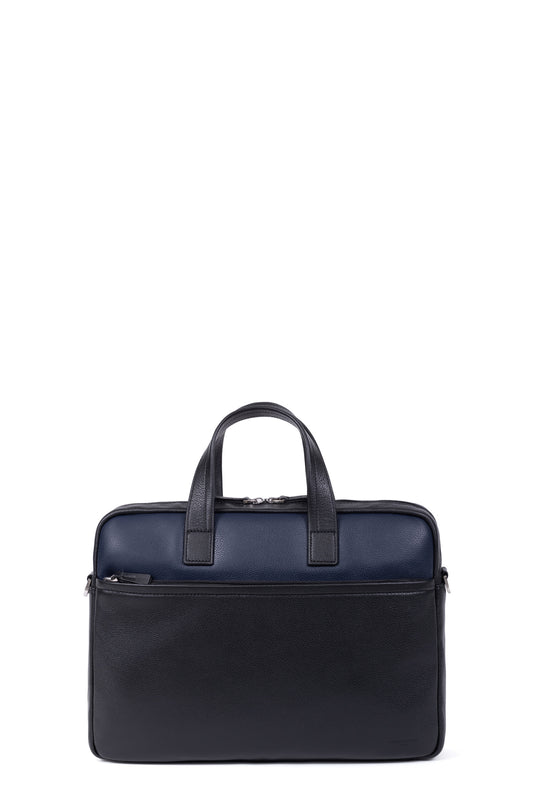 Briefcase - 13" &amp; A4 - Leather - Noir/marine