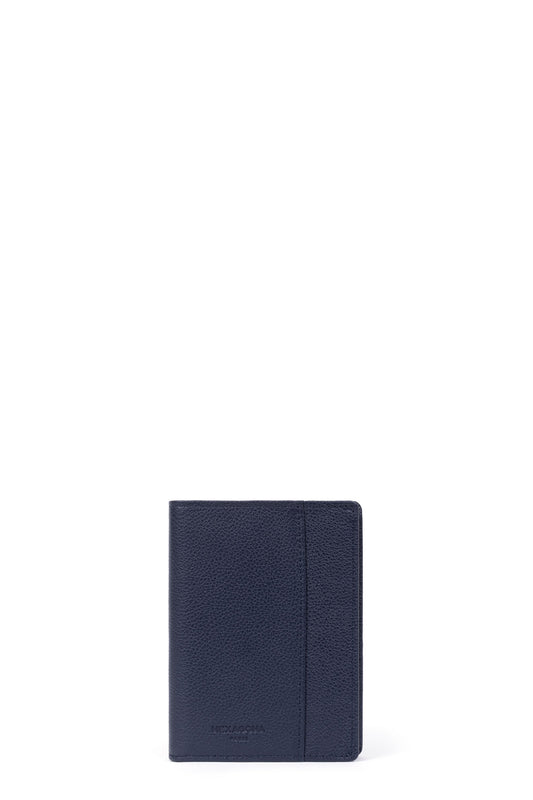 European wallet - 2 flaps - RFID stop - Leather - Marine