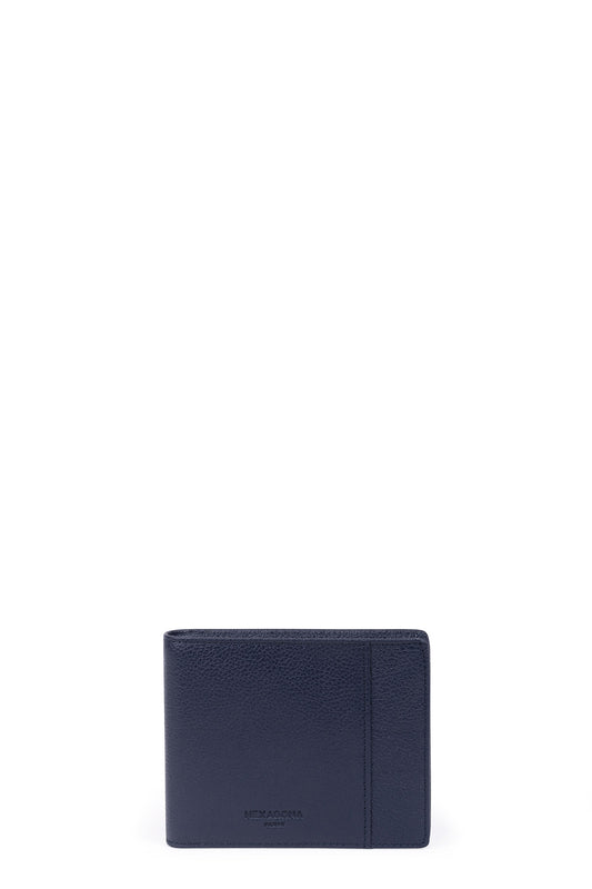 Italian wallet - 2 flaps - RFID stop - Leather - Marine