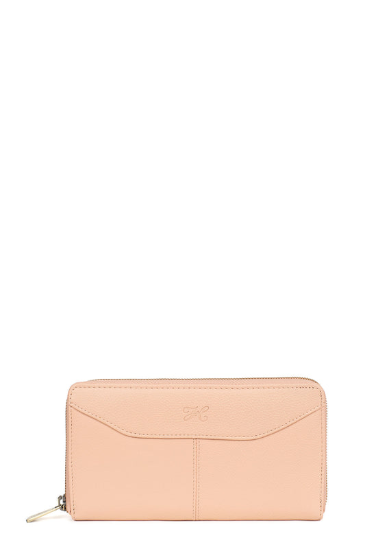 Portefeuille long - Stop RFID - Cuir - Nude