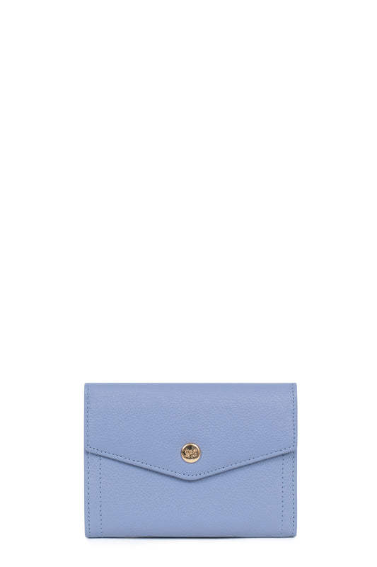 Wallet - 1 flap - RFID blocking - Leather - Bleu-lavande