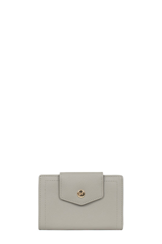 Wallet - 2 flaps - RFID blocking - Leather - Gris-clair