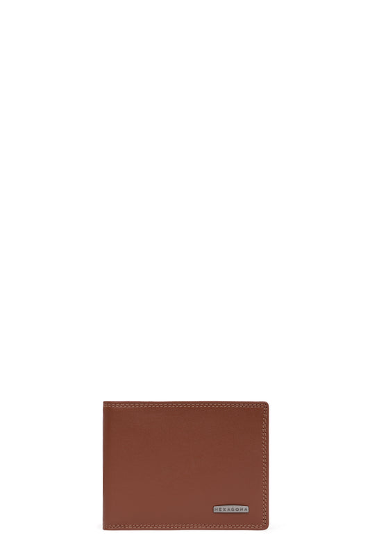 Italian wallet - 2 flaps - RFID stop - Leather - Cognac