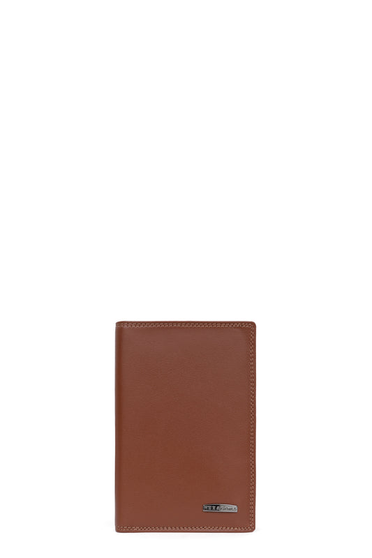 European wallet - 3 flaps - RFID Stop - Leather - Cognac